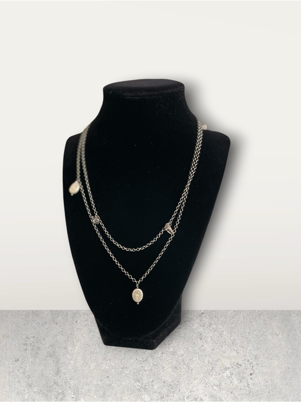 quartz and pearl on 9.25 sterling silver necklace